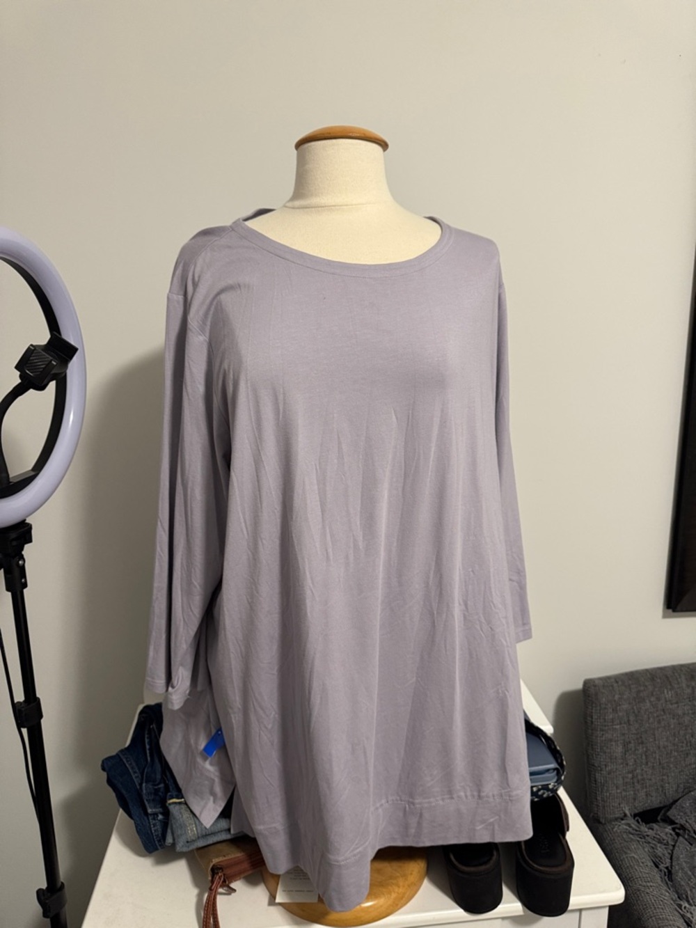 J. Jill Pastel Lavender Long Sleeve Scoop Neck Top